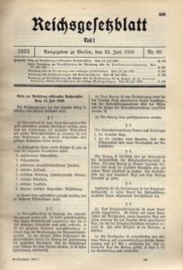 Reichsgesetzblatt NSDAP Zwangssterilisierung