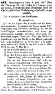 Das Opferfürsorgegesetz, von 1947