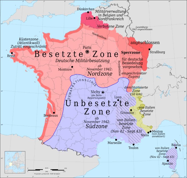 Karte besetztes Frankreich