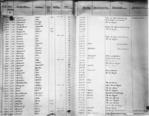 Auszug aus dem Sterberegister der Tötungsanstalt Hadamar mit erfundenen Todesursachen.